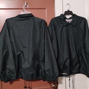 2 Vintage Athletech Coach Jacket Mens XL Dark Green Nylon Windbreaker Snap Front